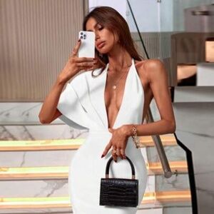 Halter backless body con bandage dress